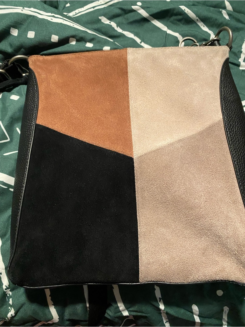 The Sak Colorblock Suede Crossbody — Brown, Black, Gray, Taupe